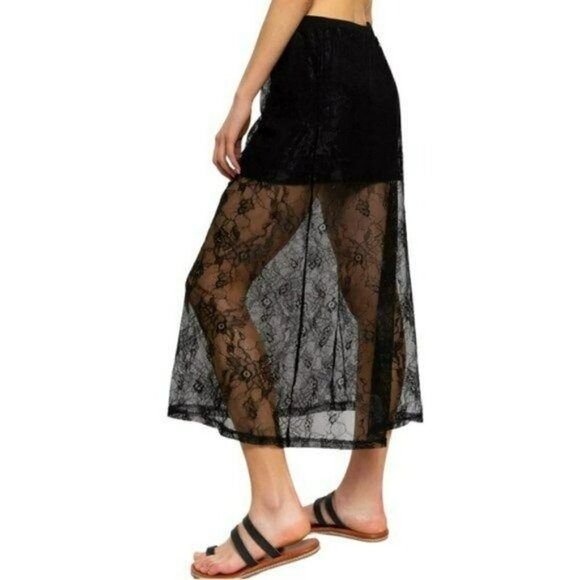 NWT POL Boho Floral Lace Elastic Waistband Maxi Skirt - Picture 2 of 6